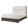 Hez King Size Bed | Tufted Cream White Headboard Upholstery | Dark Brown BM338491