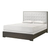 Hez Queen Size Bed | Tufted Cream White Headboard Upholstery | Dark Brown BM338492