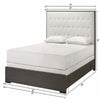 Hez Queen Size Bed | Tufted Cream White Headboard Upholstery | Dark Brown BM338492