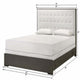 Hez Queen Size Bed | Tufted Cream White Headboard Upholstery | Dark Brown BM338492