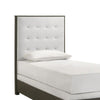 Hez Twin Size Bed | Tufted Cream White Headboard Upholstery | Dark Brown BM338493