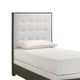 Hez Twin Size Bed | Tufted Cream White Headboard Upholstery | Dark Brown BM338493