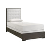 Hez Twin Size Bed | Tufted Cream White Headboard Upholstery | Dark Brown BM338493