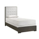 Hez Twin Size Bed | Tufted Cream White Headboard Upholstery | Dark Brown BM338493