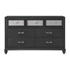 Lexi 2pc Dresser and Mirror Set | 7 Drawers | Silver Handles and Knobs | Black BM338494