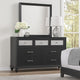 Lexi 2pc Dresser and Mirror Set | 7 Drawers | Silver Handles and Knobs | Black