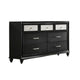 Lexi 2pc Dresser and Mirror Set | 7 Drawers | Silver Handles and Knobs | Black BM338494