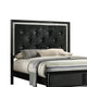 Lexi Full Size Bed w Crystal Tufted Upholstery | Silver Glitter Trim | Black BM338497
