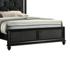 Lexi Full Size Bed w Crystal Tufted Upholstery | Silver Glitter Trim | Black BM338497