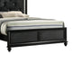 Lexi Full Size Bed w Crystal Tufted Upholstery | Silver Glitter Trim | Black BM338497
