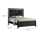 Lexi Full Size Bed w Crystal Tufted Upholstery | Silver Glitter Trim | Black BM338497