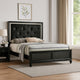 Lexi Full Size Bed w Crystal Tufted Upholstery | Silver Glitter Trim | Black