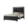 Lexi Queen Size Bed w Crystal Tufted Upholstery | Silver Glitter Trim | Black BM338499