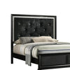 Lexi Queen Size Bed w Crystal Tufted Upholstery | Silver Glitter Trim | Black BM338499
