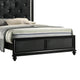 Lexi Queen Size Bed w Crystal Tufted Upholstery | Silver Glitter Trim | Black BM338499
