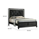 Lexi Queen Size Bed w Crystal Tufted Upholstery | Silver Glitter Trim | Black BM338499