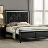 Lexi Queen Size Bed w Crystal Tufted Upholstery | Silver Glitter Trim | Black