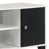 Akin TV Stand Media Center | 2 Doors w 4 Open Shelves | White | Black Wood BM338500