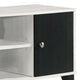 Akin TV Stand Media Center | 2 Doors w 4 Open Shelves | White | Black Wood BM338500