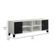 Akin TV Stand Media Center | 2 Doors w 4 Open Shelves | White | Black Wood BM338500
