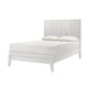 Deny King Size Bed w Grid Pattern Headboard | Tapered Front Legs | White BM338502
