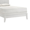 Deny King Size Bed w Grid Pattern Headboard | Tapered Front Legs | White BM338502