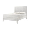 Deny Queen Size Bed w Grid Pattern Headboard | Tapered Front Legs | White BM338503