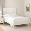 Deny Queen Size Bed w Grid Pattern Headboard | Tapered Front Legs | White