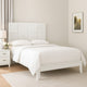 Deny Queen Size Bed w Grid Pattern Headboard | Tapered Front Legs | White