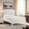 Deny Twin Size Bed w Grid Pattern Headboard | Tapered Front Legs | White