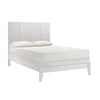 Deny Twin Size Bed w Grid Pattern Headboard | Tapered Front Legs | White BM338504