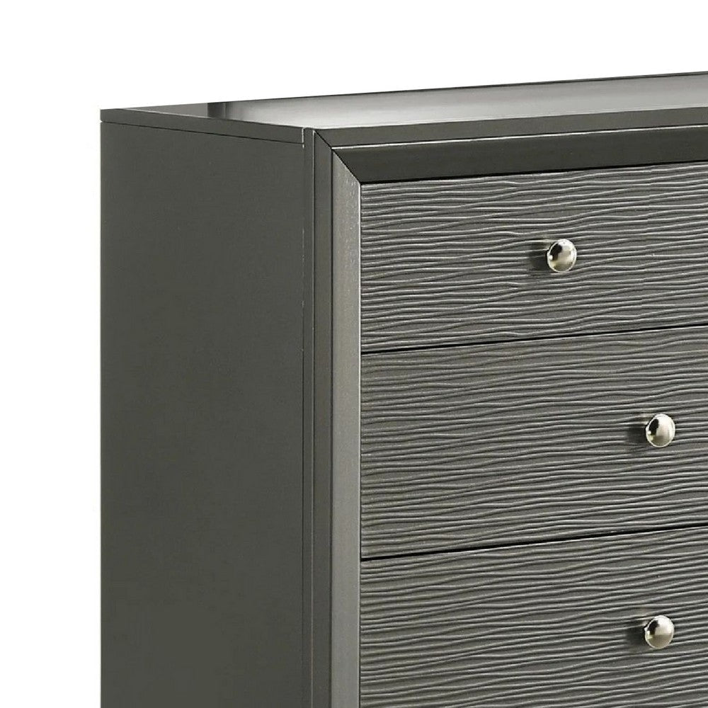 Deny 2pc Dresser and Mirror Set | 9 Drawers | Silver Knobs | Metallic Gray Wood BM338505