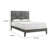 Deny Full Size Bed w Patterned Headboard | Tapered Front Legs | Metallic Gray BM338508