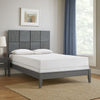 Deny Full Size Bed w Patterned Headboard | Tapered Front Legs | Metallic Gray