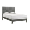Deny Full Size Bed w Patterned Headboard | Tapered Front Legs | Metallic Gray BM338508