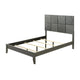 Deny King Size Bed w Patterned Headboard | Tapered Front Legs | Metallic Gray BM338509