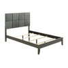 Deny King Size Bed w Patterned Headboard | Tapered Front Legs | Metallic Gray BM338509