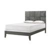 Deny King Size Bed w Patterned Headboard | Tapered Front Legs | Metallic Gray BM338509