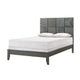 Deny King Size Bed w Patterned Headboard | Tapered Front Legs | Metallic Gray BM338509