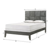 Deny King Size Bed w Patterned Headboard | Tapered Front Legs | Metallic Gray BM338509