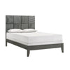 Deny King Size Bed w Patterned Headboard | Tapered Front Legs | Metallic Gray BM338509