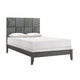 Deny King Size Bed w Patterned Headboard | Tapered Front Legs | Metallic Gray BM338509