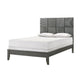 Deny Queen Size Bed w Pattern Headboard | Tapered Front Legs | Metallic Gray BM338510