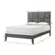 Deny Queen Size Bed w Pattern Headboard | Tapered Front Legs | Metallic Gray BM338510