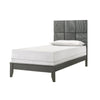 Deny Twin Size Bed w Patterned Headboard | Tapered Front Legs | Metallic Gray BM338511