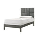 Deny Twin Size Bed w Patterned Headboard | Tapered Front Legs | Metallic Gray BM338511