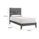 Deny Twin Size Bed w Patterned Headboard | Tapered Front Legs | Metallic Gray BM338511