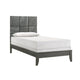 Deny Twin Size Bed w Patterned Headboard | Tapered Front Legs | Metallic Gray BM338511