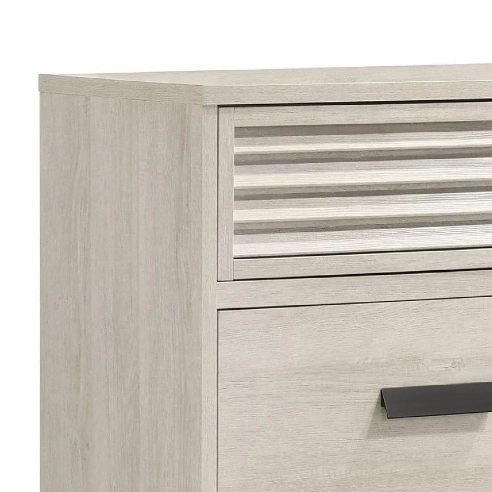 Sary 2pc Dresser and Mirror Set | 6 Drawers | Finger Handles | Off White Wood BM338512