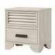Sary Nightstand | 2 Drawers | Black Finger Handles | Off White Wood BM338513